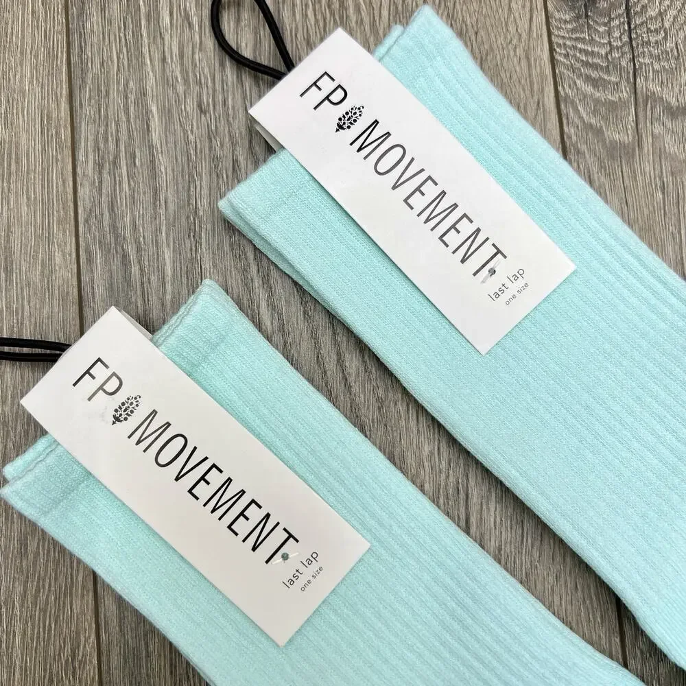 2 Pack Free People Movement Last Lap Tube Socks White Pistachio One Size
